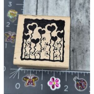 Magenta Heart Balloons Silhouette Party Rubber Stamp #R14
